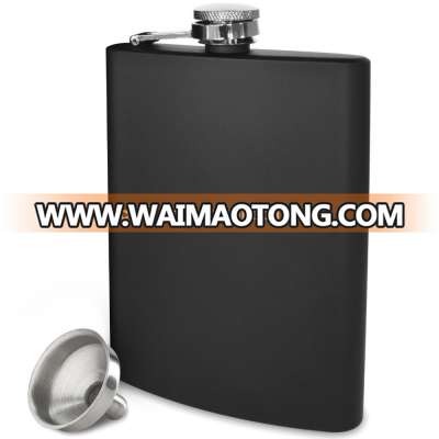 8 oz Black Flask - 304 (18/8) Stainless Steel - Leak Proof - Liquor Hip Flask