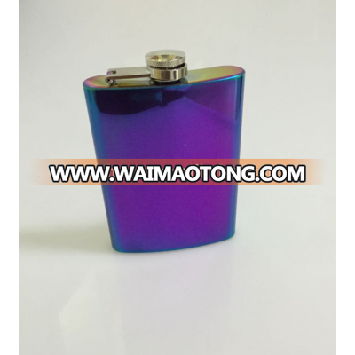 8oz Rainbow electroplating Hip Flask