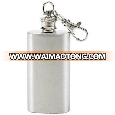 Long-shape 2oz. Stainless Steel Key Chain Hip Flask